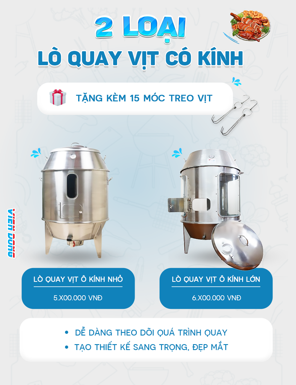 lò quay vịt inox 90