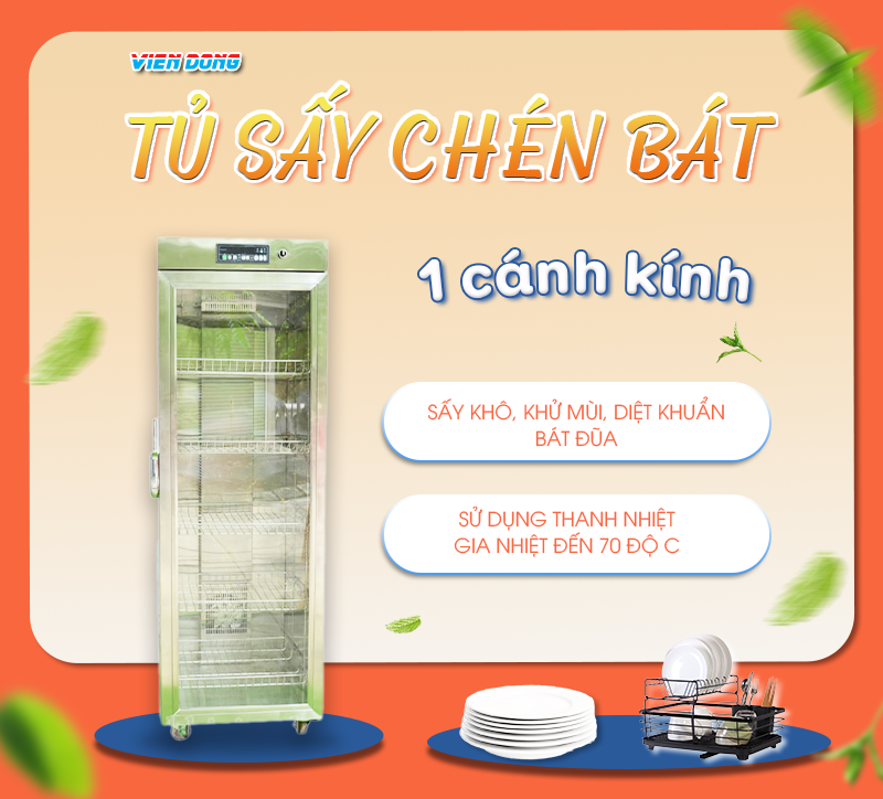 tủ sấy chén bát 1 cánh kính