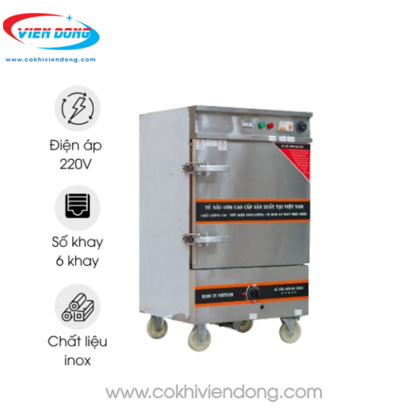 Tủ hấp cơm 8 khay điện gas