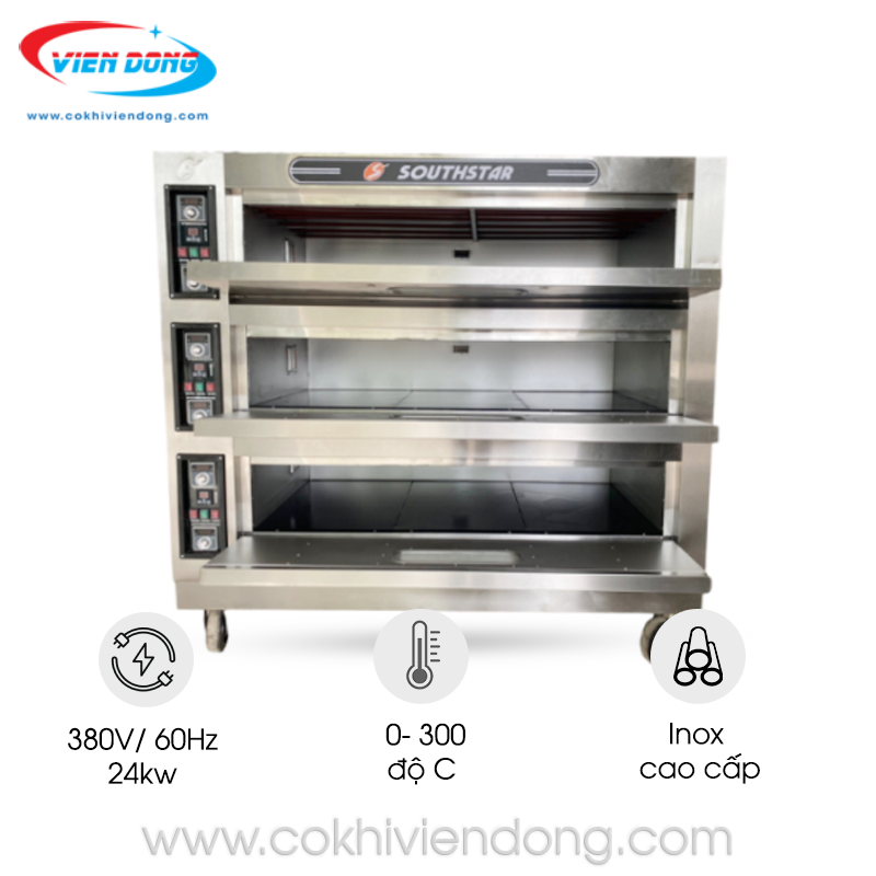 Lò nướng bánh ngọt 3 tầng 9 khay Southstar dùng điện