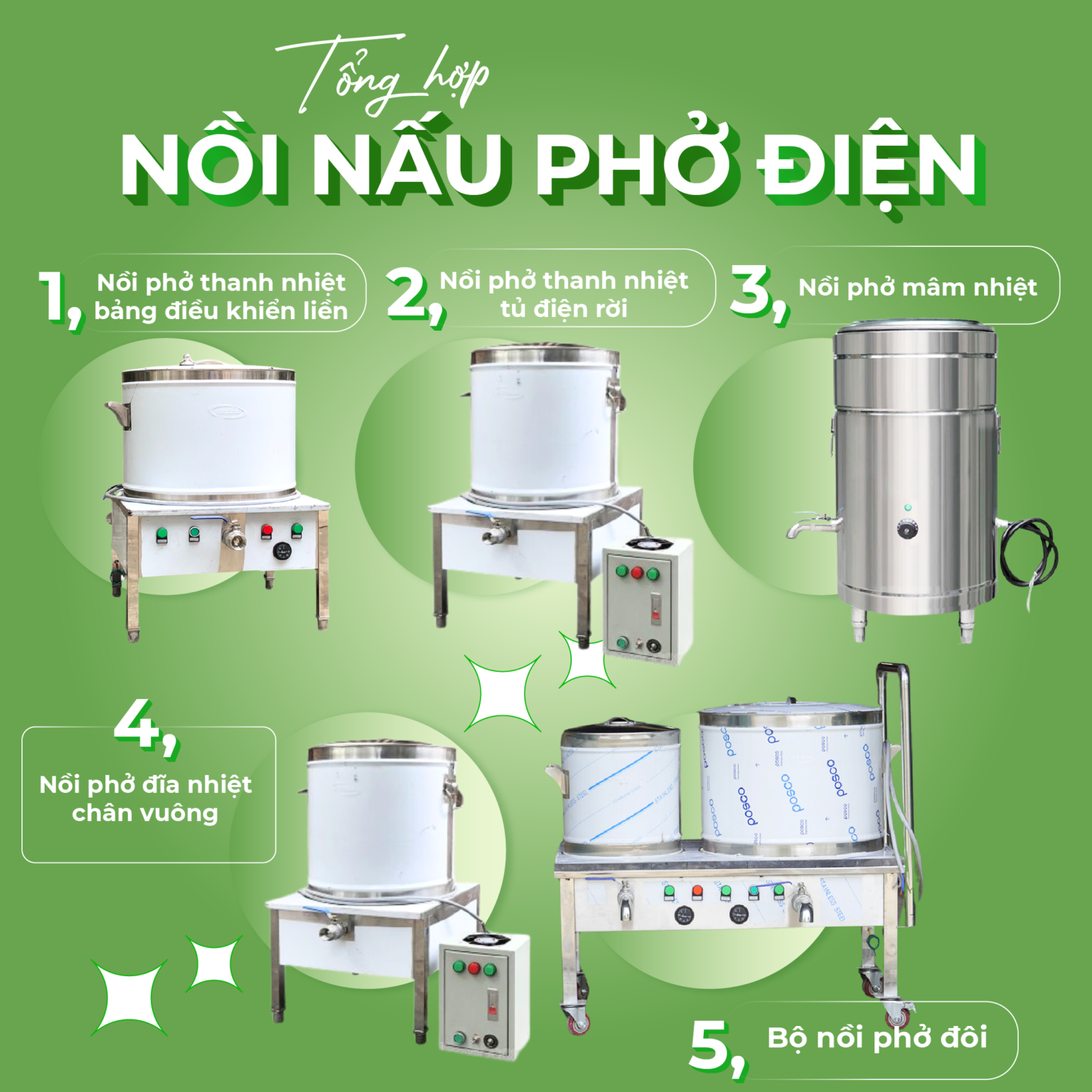 Nồi nấu phở điện - gas