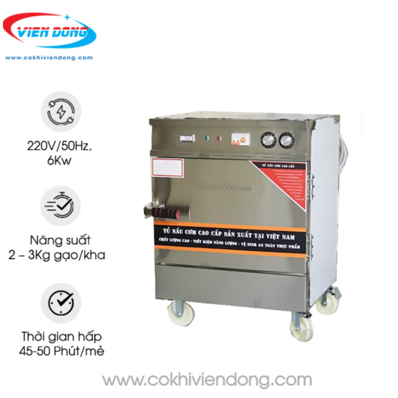 Tủ nấu cơm mini 4 khay Việt Nam (6kg/mẻ)