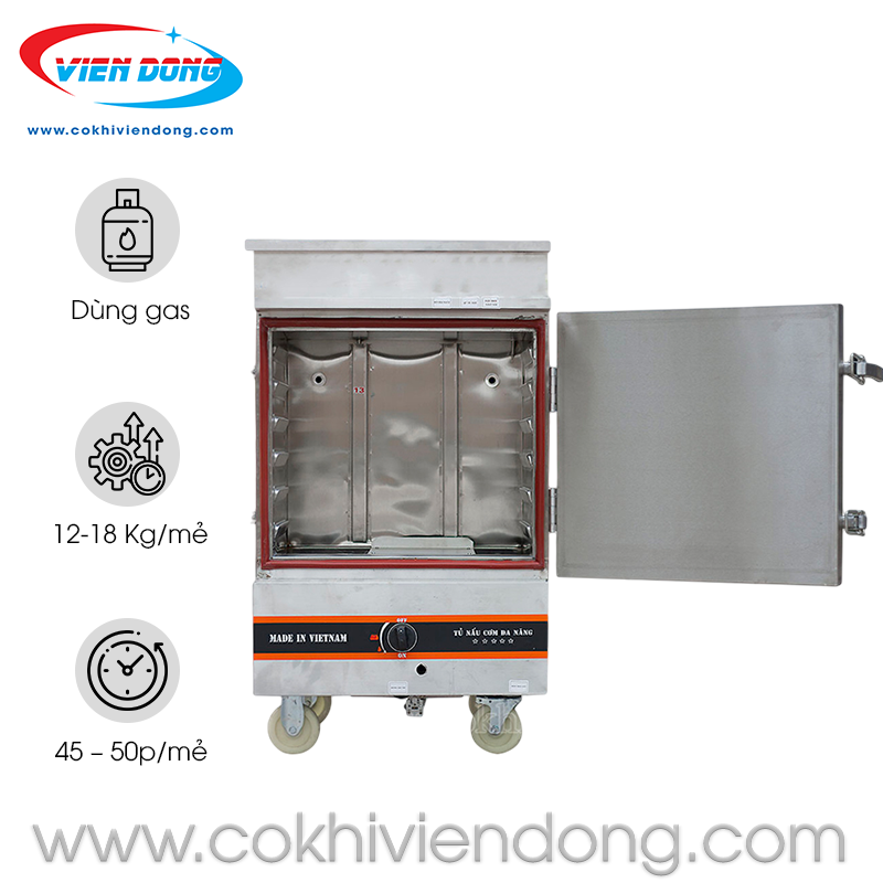 Tủ nấu cơm công nghiệp 6 khay bằng Gas Việt Nam