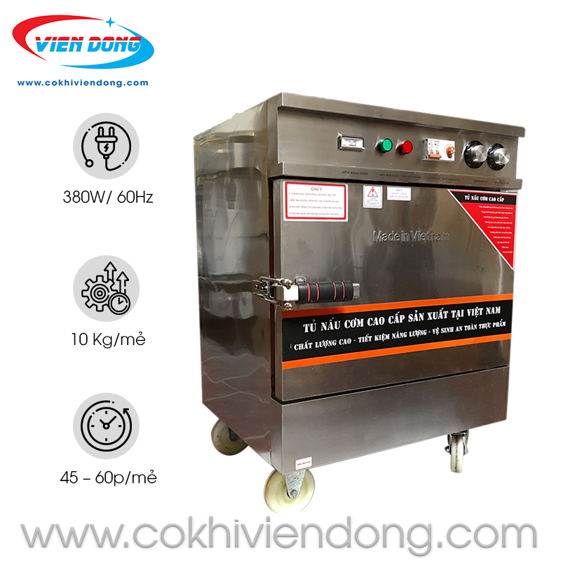 Tủ nấu cơm công nghiệp 4 khay dùng điện Việt Nam