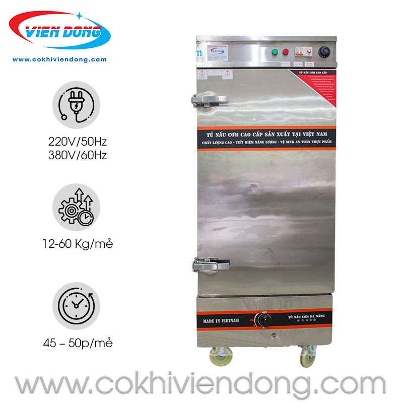 Tủ nấu cơm công nghiệp Việt Nam 6 – 20 khay điện & gas