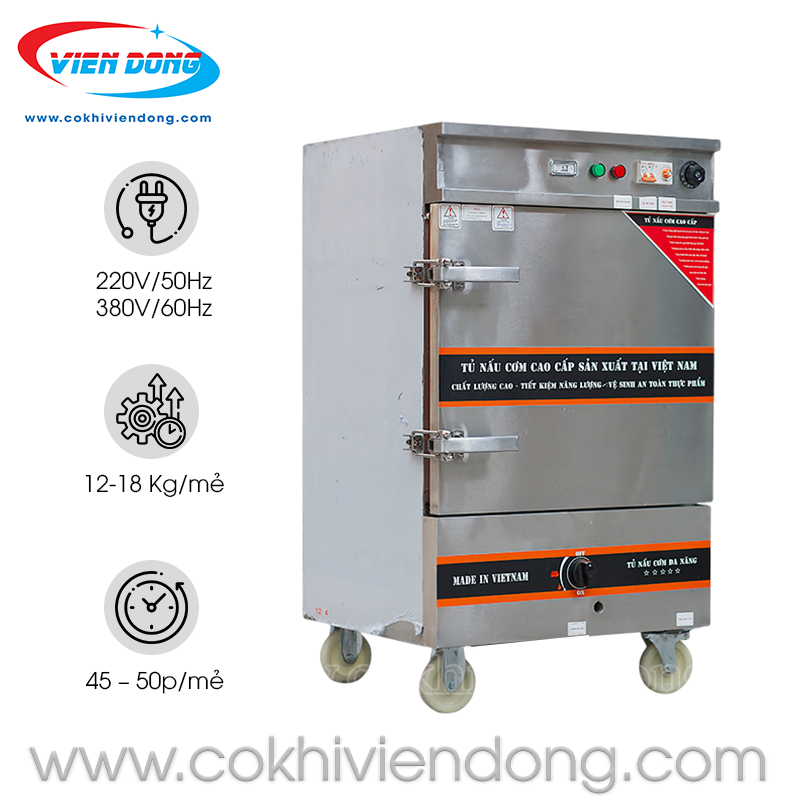 Tủ nấu công nghiệp 6 khay Việt Nam sản xuất