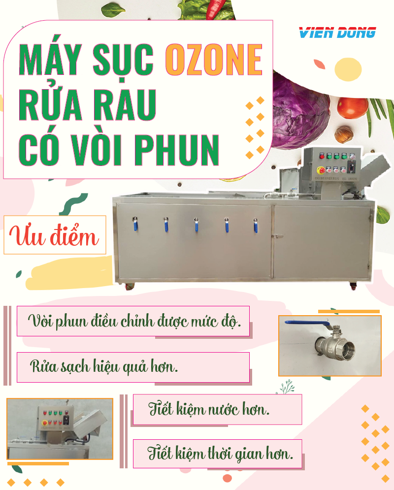 ưu điểm của máy sục ozon rửa rau có vòi phun