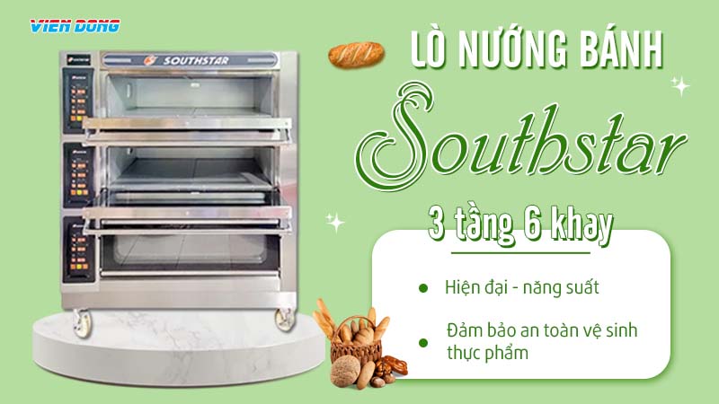 lò nướng bánh 3 tầng 6 khay