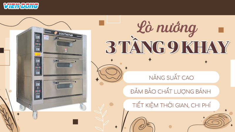 Lò nướng 3 tầng 9 khay