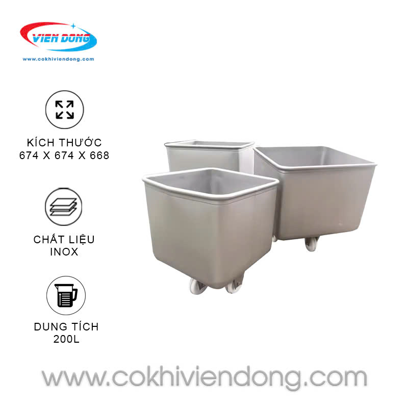 Thùng đựng thịt inox 200L