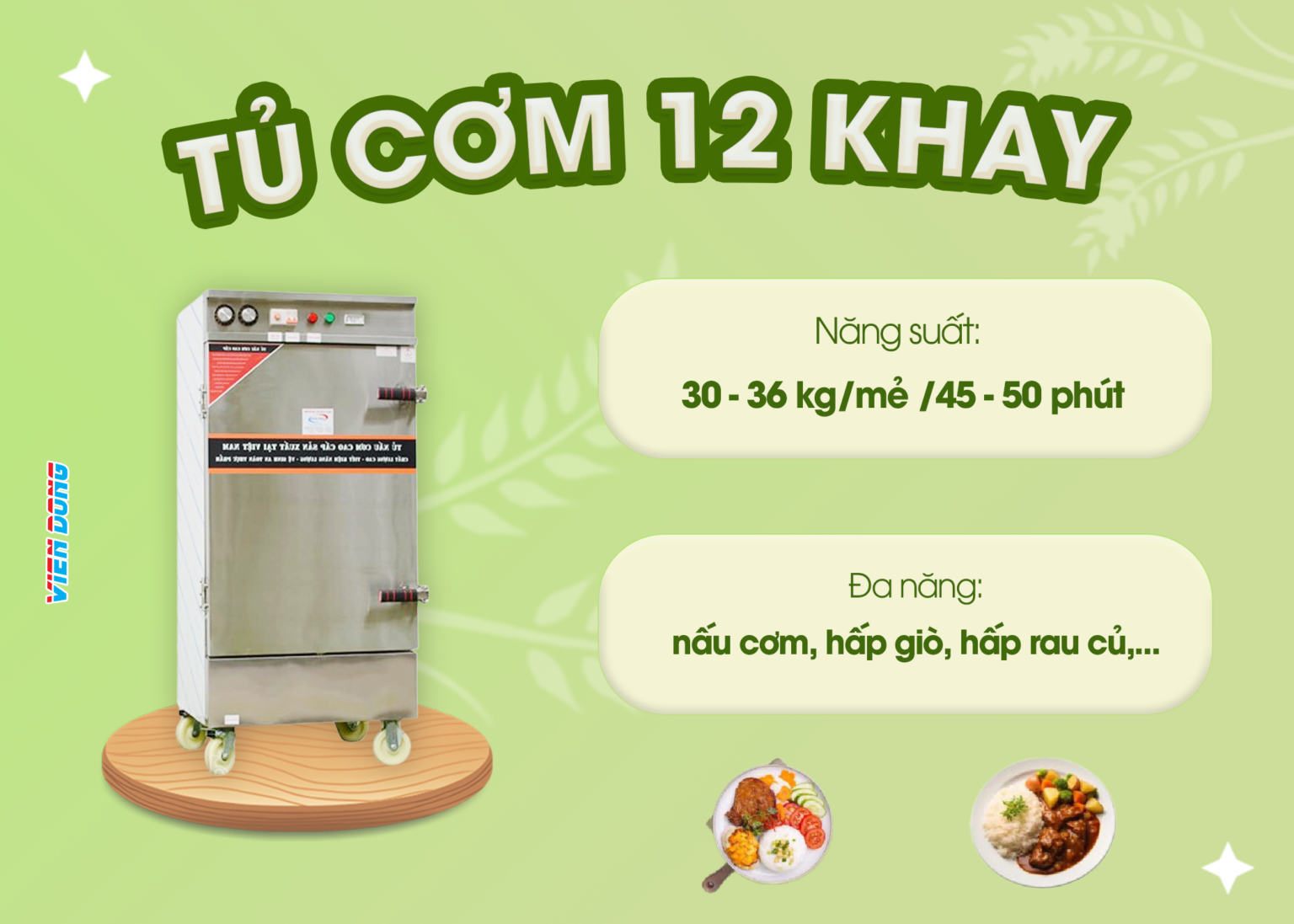 tủ hấp công nghiệp dùng điện 12 khay