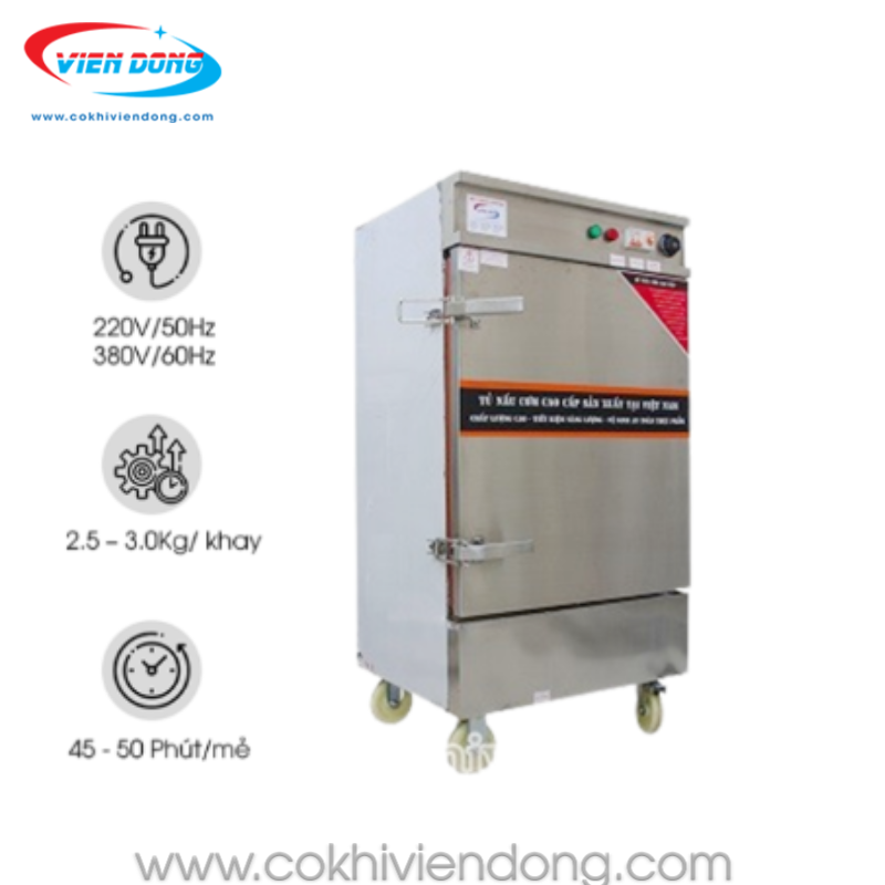 Tủ hấp 8 khay dùng điện – điều khiển cơ