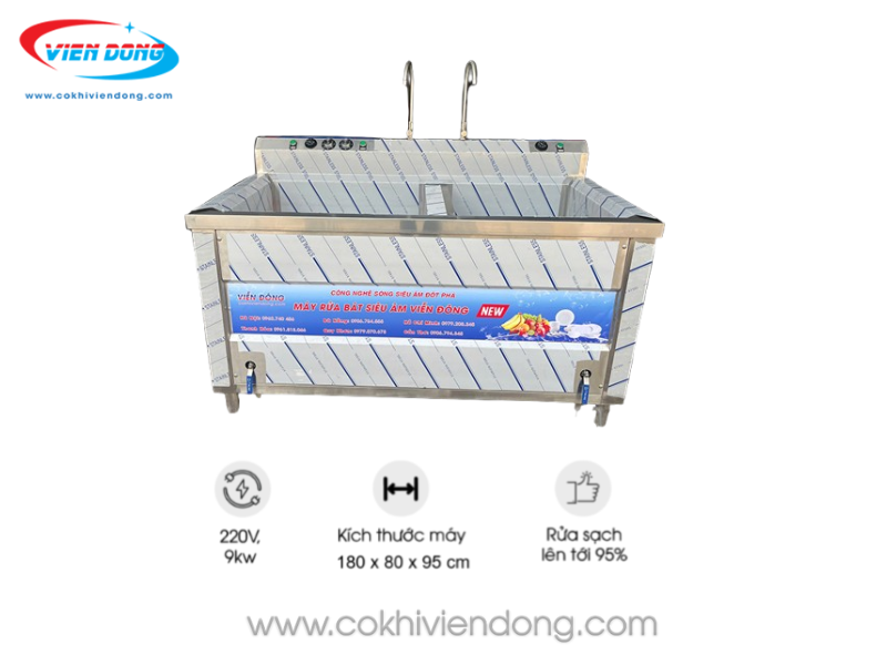 Máy rửa bát siêu âm chậu đôi 2000 XD