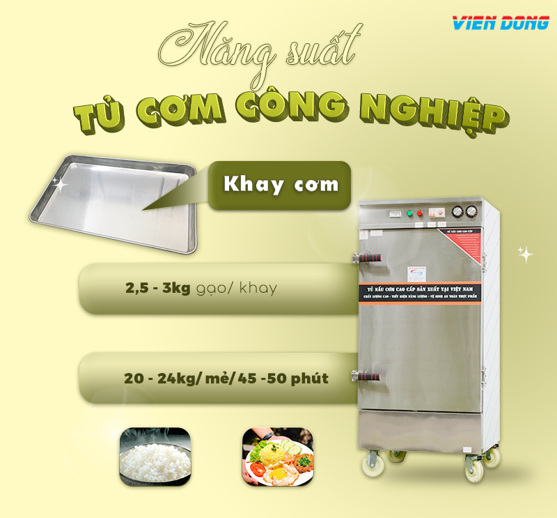 Tủ cơm công nghiệp 8 khay