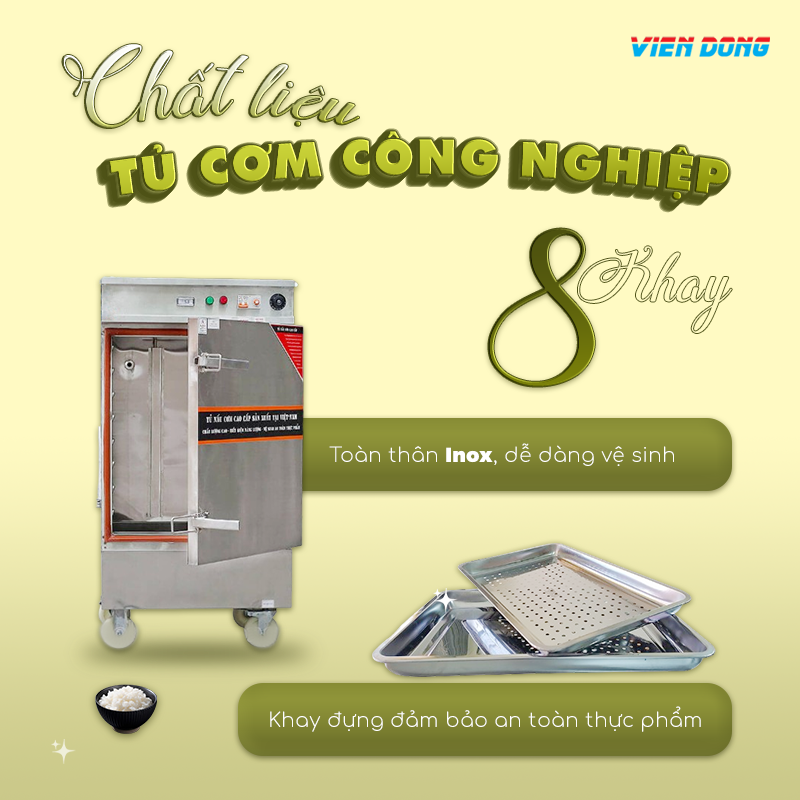 Tủ cơm công nghiệp 8 khay