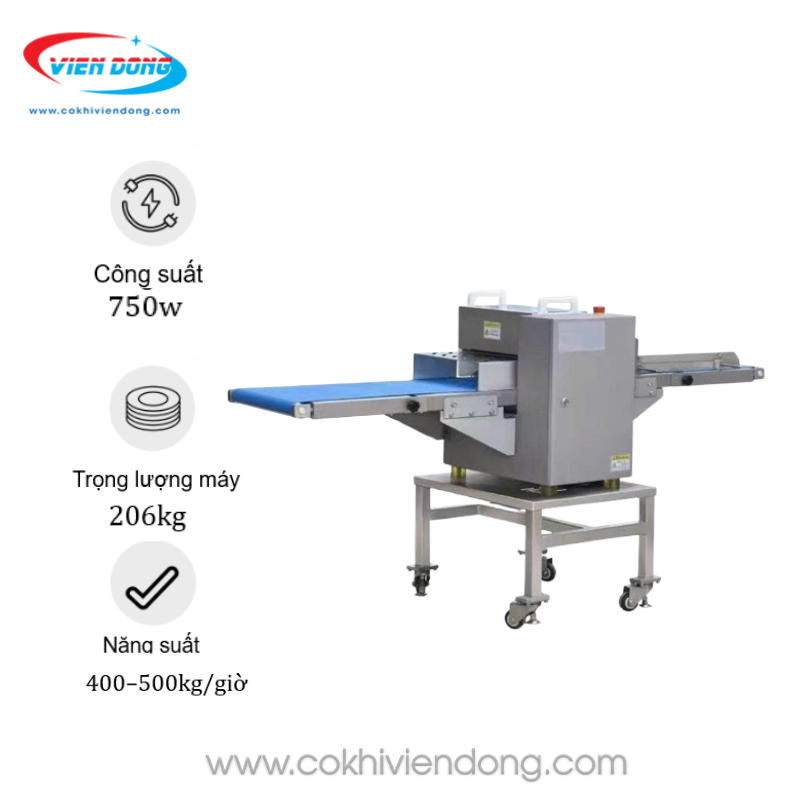 Máy cắt lát thịt tươi băng tải