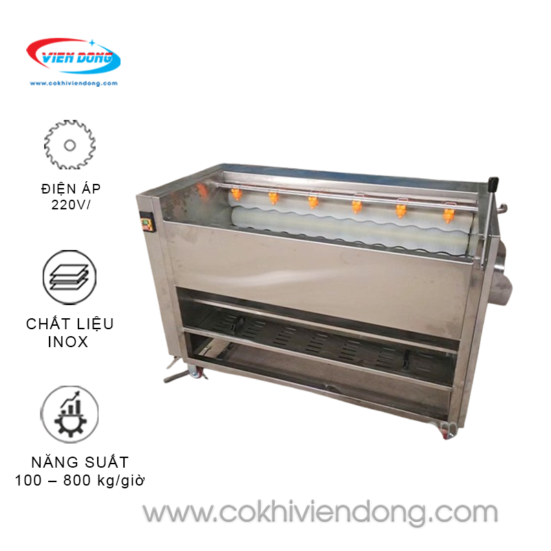 Máy gọt rửa củ quả nằm ngang