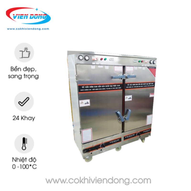 Tủ hấp cơm 24 khay điện gas