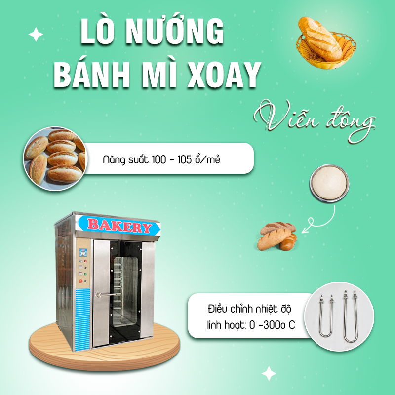 Lò nướng bánh mì xoay 16 khay