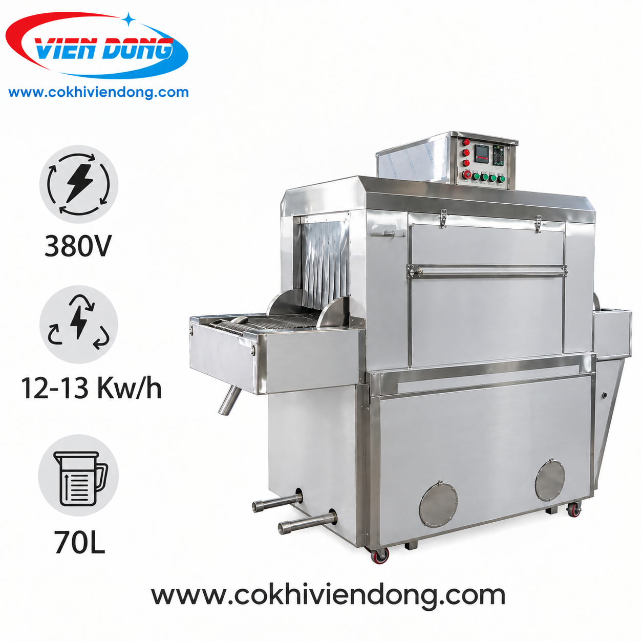 Máy rửa khay băng tải 2 khoang